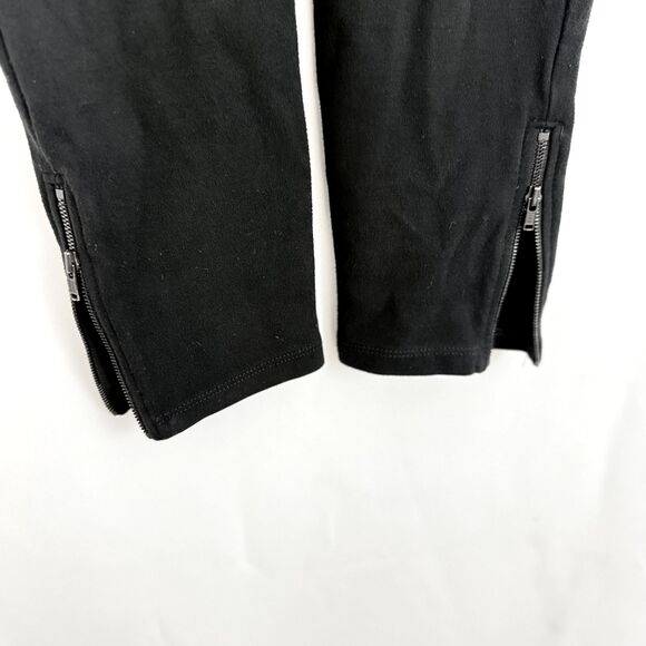 THEORY Quilted Knee Patch Leggings M Black Stretch Knit Pant Comfort Pull On B9 - Picture 5 of 6